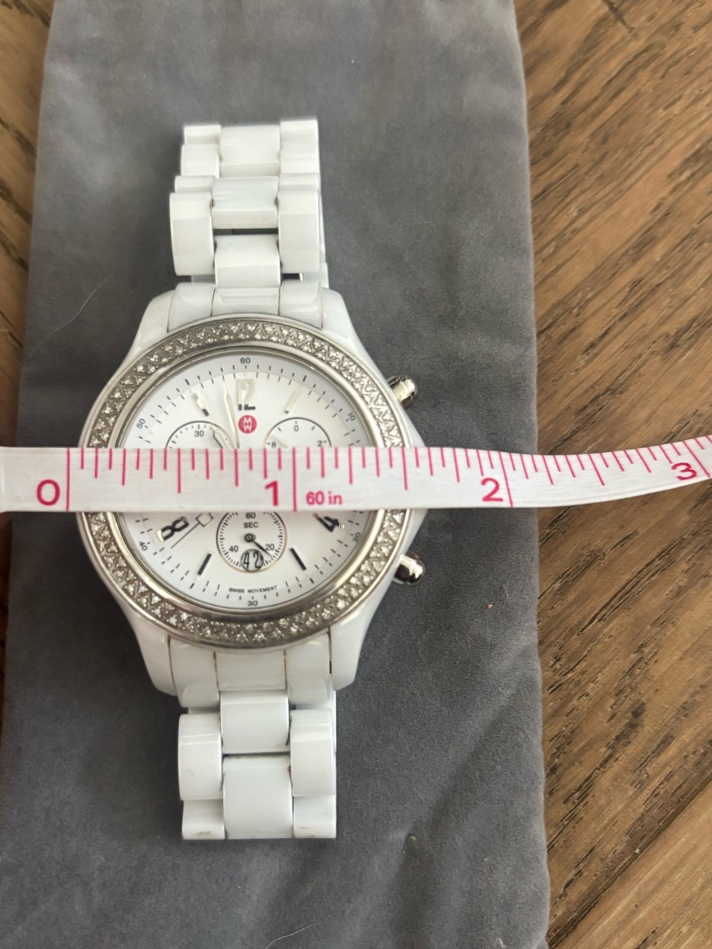 Michele Jetway Diamond White Ceramic Chronograph Watch MWW17B000001 - Picture 8 of 12